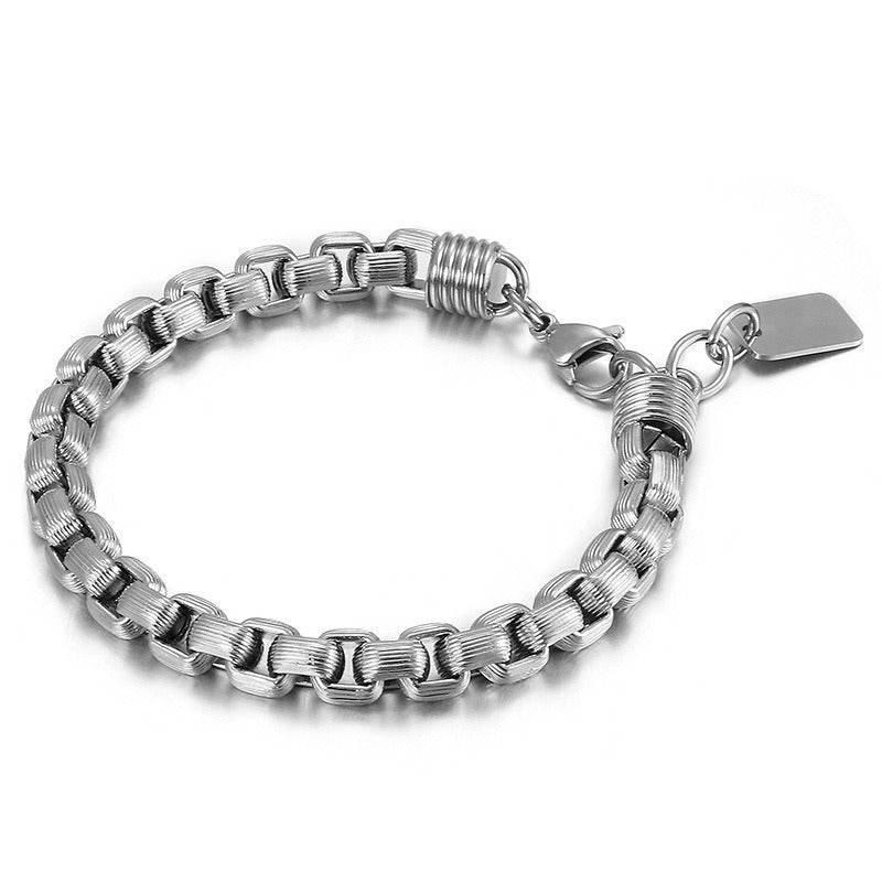 Kemstone Titanium Steel Box Link Bracelet for Men Square Chain Punk Gold Silver Black KB138817-KFC