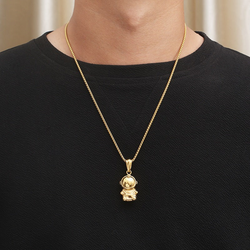 Kemstone Astronaut Titanium Steel Pendant Necklace for Men – Hip Hop Space Figure KP119297-KJX