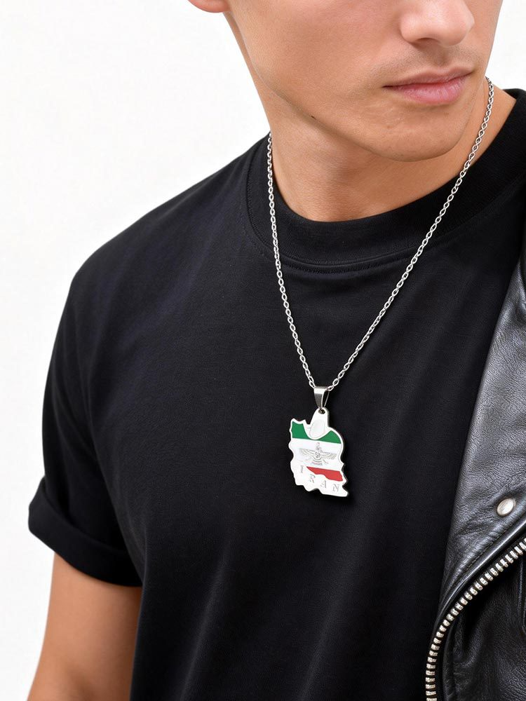 Kemstone Stainless Steel Iran Map Pendant Necklace for Men Women Gold Silver PN-2345 PN-2345