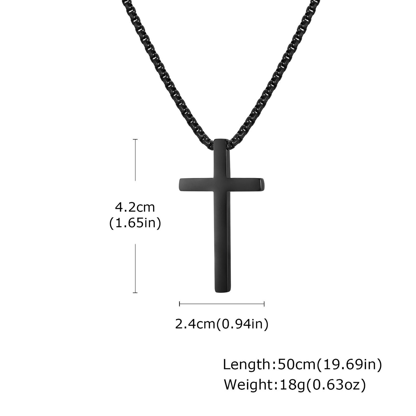 Kemstone Cross Pendant Necklace Stainless Steel Minimal Bar Cross Long Chain for Men Women Silver Gold Black NC-2103