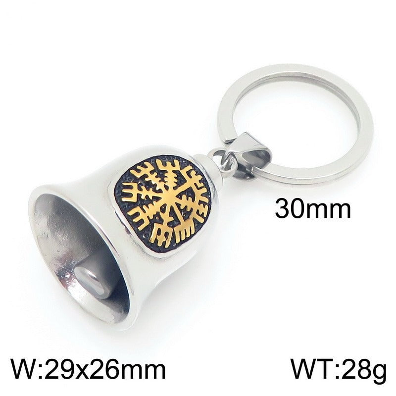 Kemstone Viking Compass Bell Keychain – Titanium Steel Rune Pendant KY1483-K