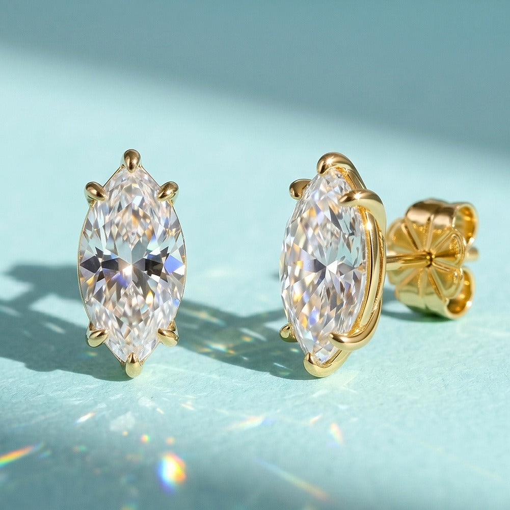 Kemston Marquise Moissanite Stud Earrings for Women 925 Sterling Silver SMOE24