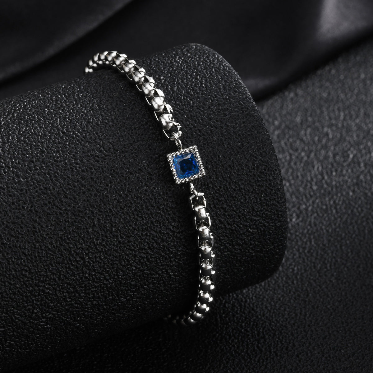 Kemstone Stainless Steel Square Cubic Zirconia Bracelet for Men BR-3204