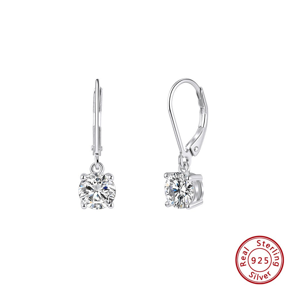 Kemstone Prong Set Moissanite Drop Earrings – 925 Sterling Silver, 5mm / 6.5mm, Gold / Silver MOE13