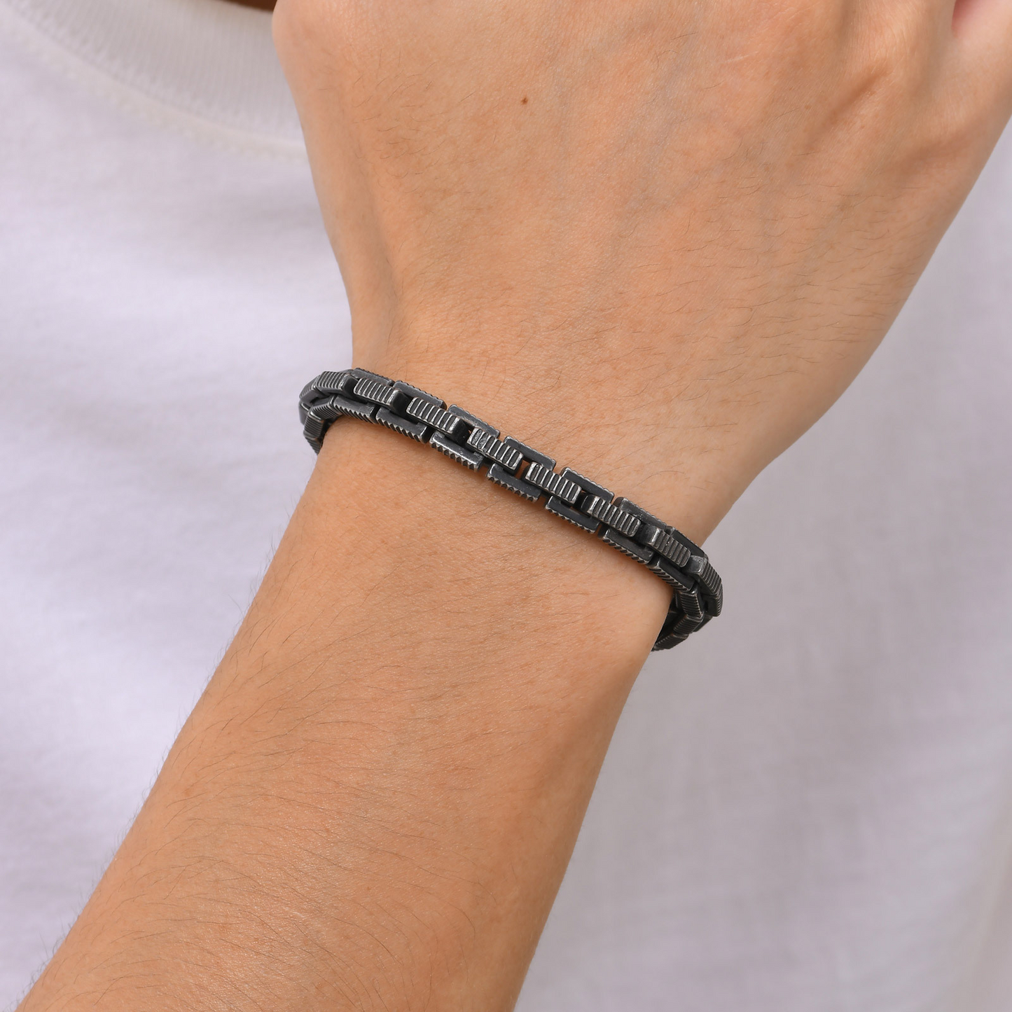 Kemstone Stainless Steel Square Link Chain Bracelet for Men Vintage BR-2043S