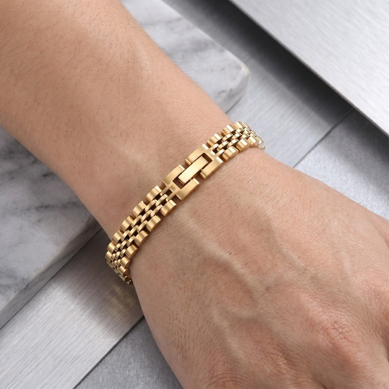 Kemstone Titanium Steel Link Bracelet for Men Two Tone Watch Band Style KB215164-KL