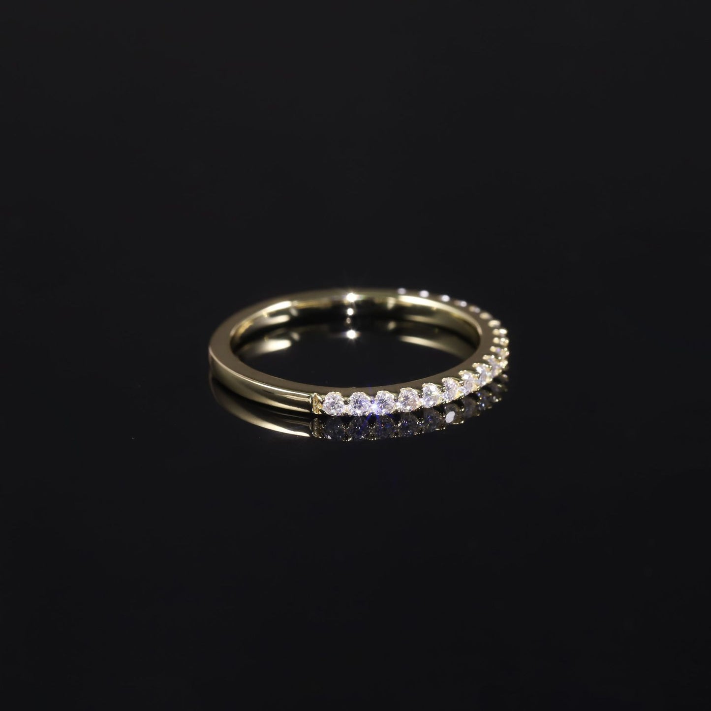 Kemstone Stackable Gold Rings for Women – S925 Sterling Silver Minimalist Wedding Bands | 18K Gold Plated, Moissanite, D-E Color VVS Clarity