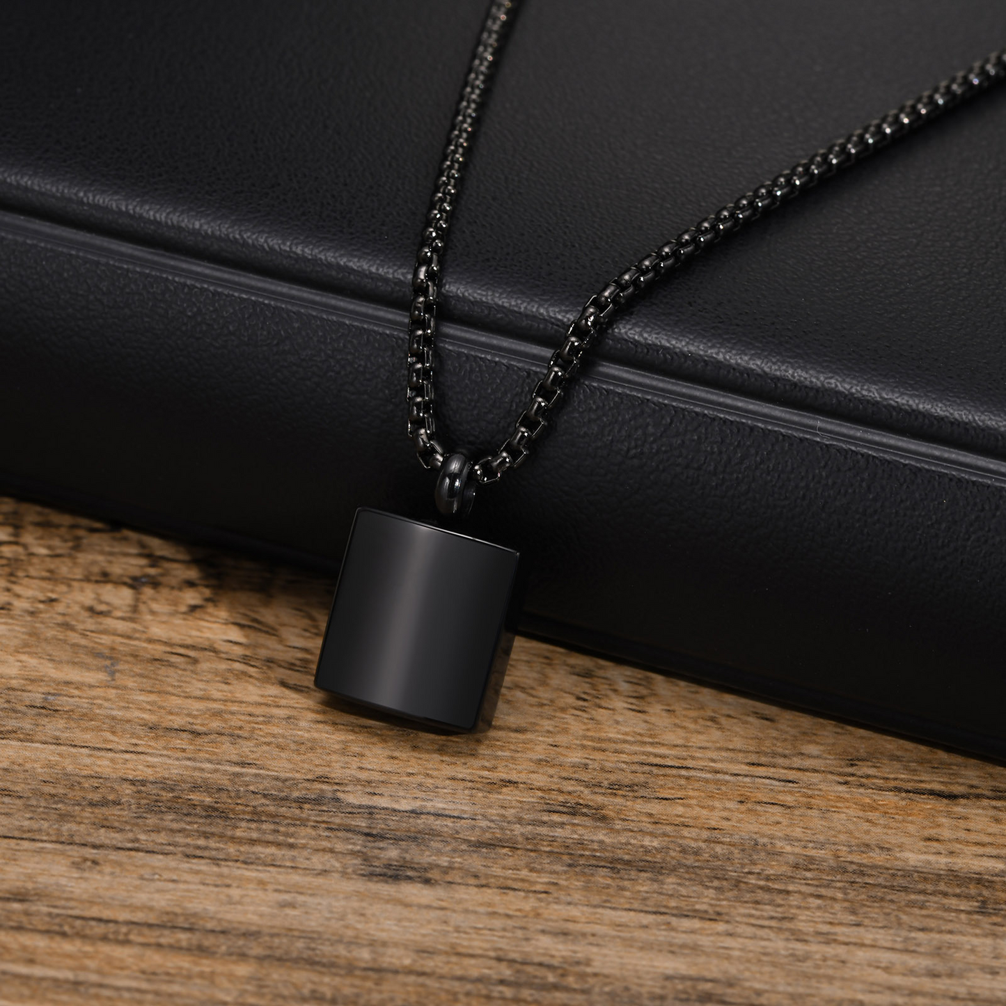 Kemstone Square Keepsake Pendant Necklace for Men Women Stainless Steel Minimalist Locket PN-1871