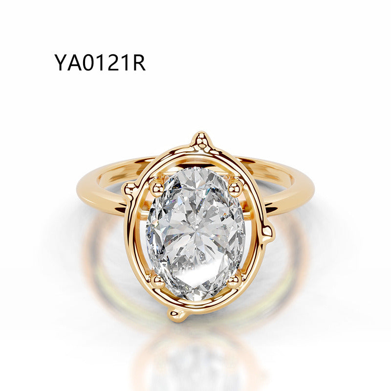 Kemstone Flora Series Moissanite Rings for Women | 2 Carat D-E Color VVS Clarity | 18K Gold Plated S925 Sterling Silver