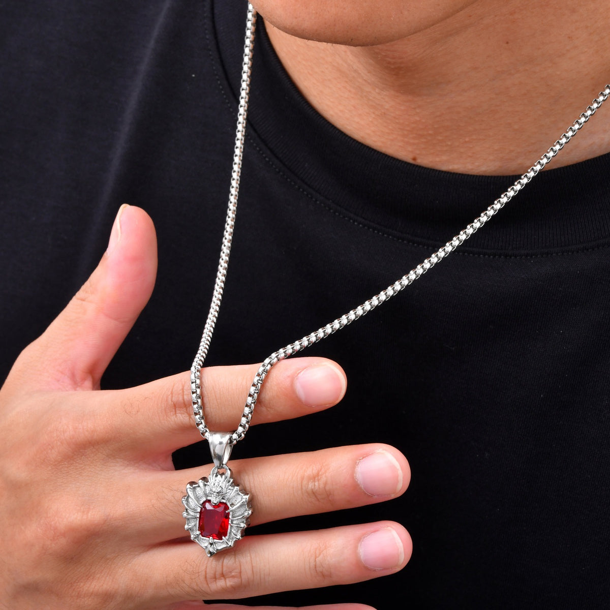 Kemstone Dragon Claw Black Cubic Zirconia Pendant for Men Stainless Steel PN-2469