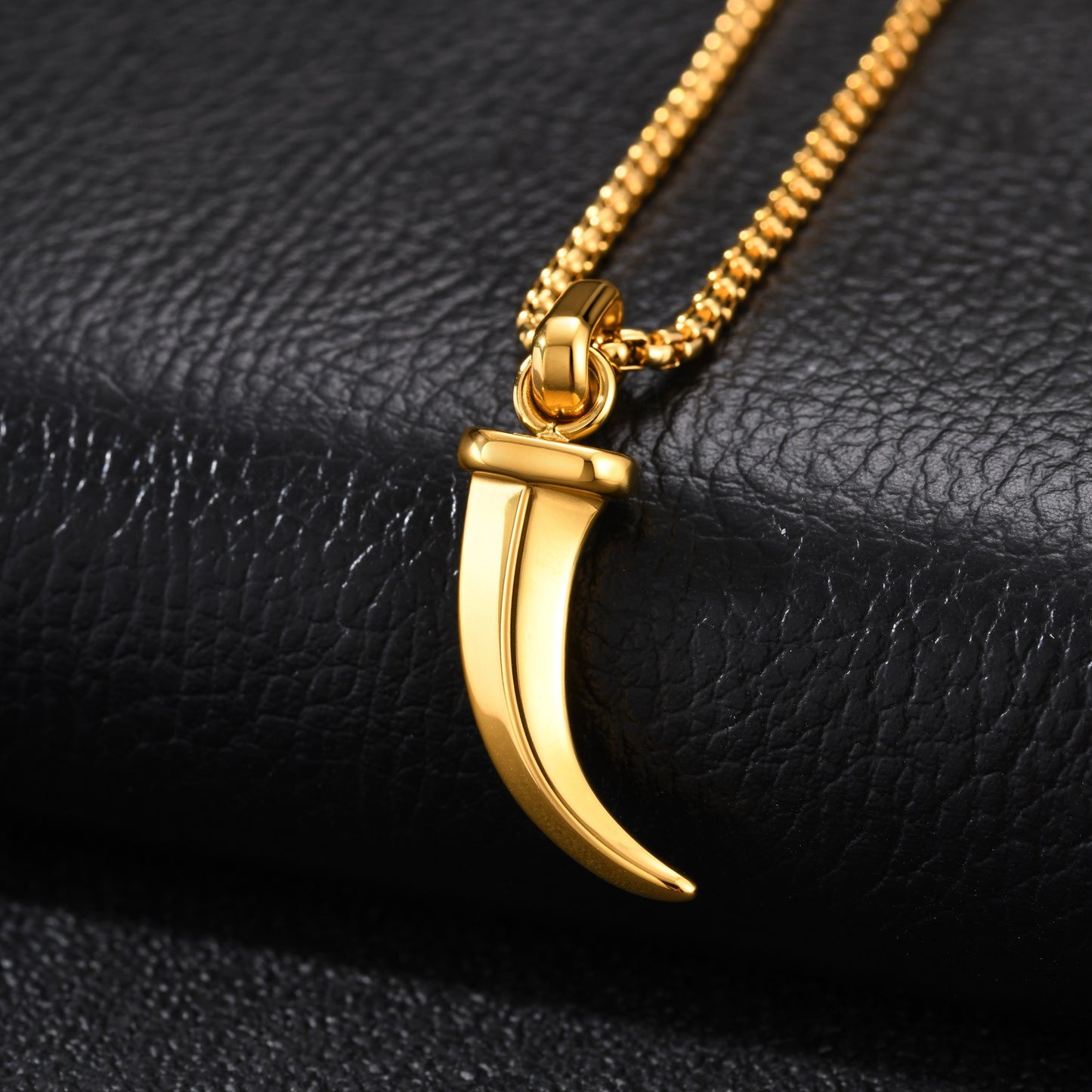 Kemstone Stainless Steel Horn Pendant Necklace for Men Punk Vintage Style PN2451