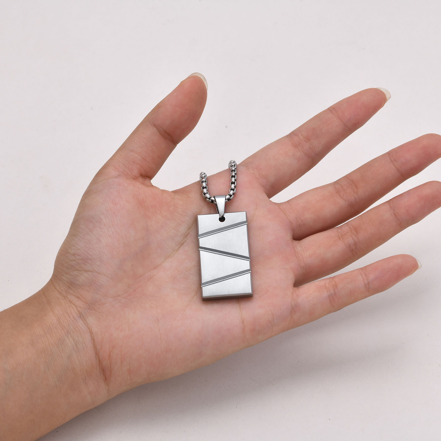 Kemstone Rectangle Bar Pendant Necklace – Stainless Steel for Men PN-1927