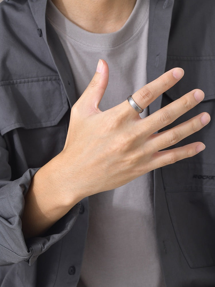 Kemstone Tungsten Steel Graduation Ring – 5mm Black & Gold Matte Finish Men's TCR-061