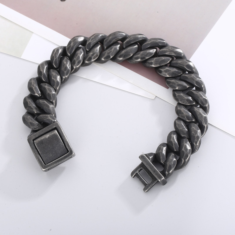 Kemstone Aged Black Cuban Link Bracelet for Men Titanium Steel KB161367-KJX