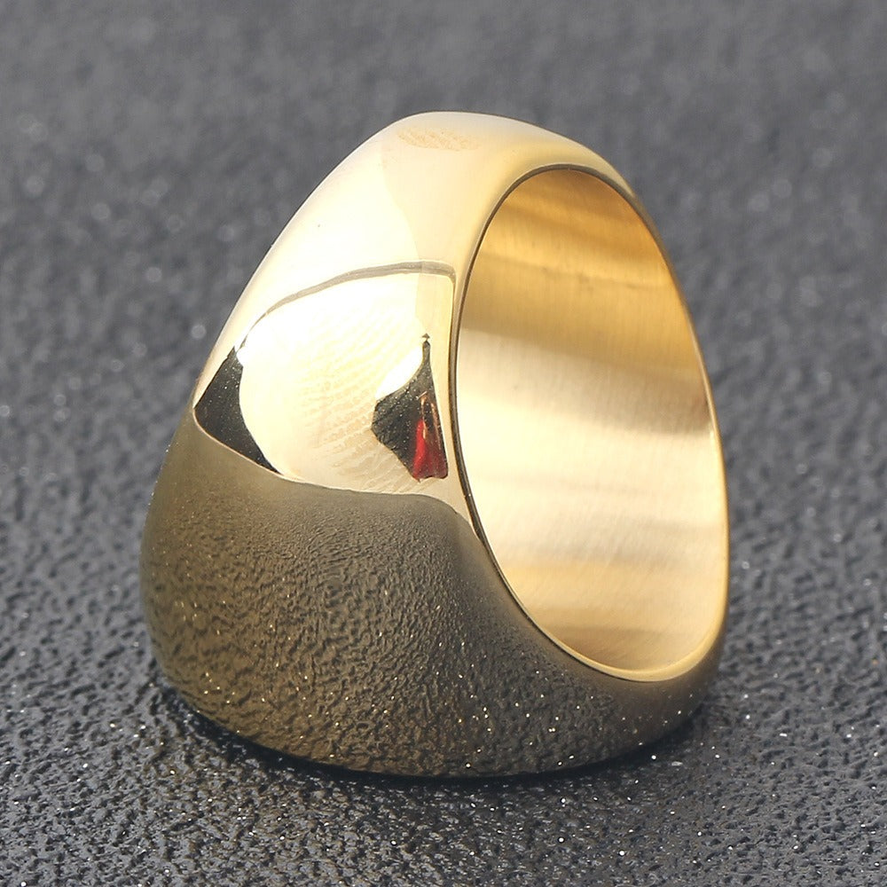 Kemstone Soccer Ball Signet Ring for Men Stainless Steel Silver Gold CG1870