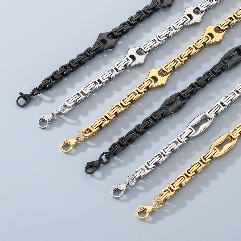 Kemstone Byzantine Chain Bracelet for Men – Titanium Steel Imperial Link KB209968-ZCG