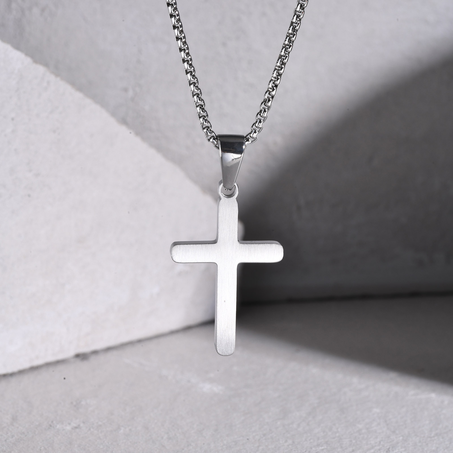 Kemstone Stainless Steel Brushed Cross Necklace for Men – Silver Gold Black PN-2078
