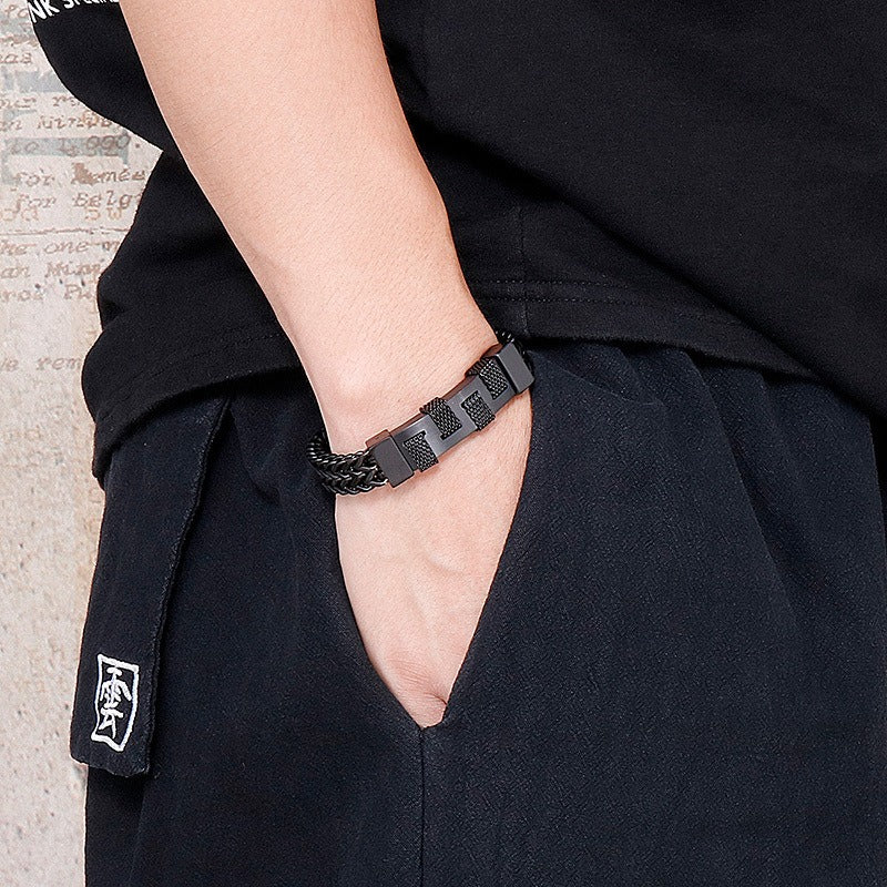 Kemstone Titanium Steel Woven Men’s Bracelet – Street Style KB139686-KFC