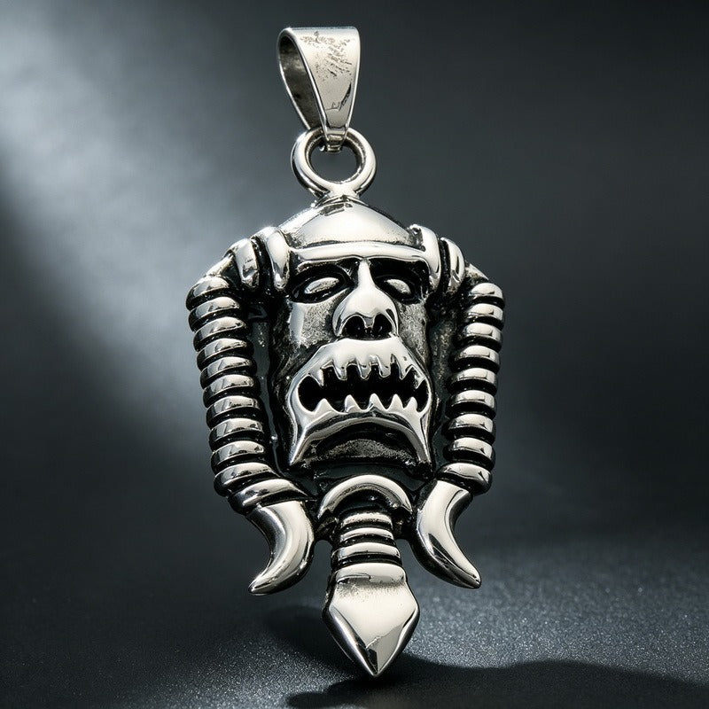 Kemstone Stainless Steel Gothic Joker Mask Pendant Necklace for Men KP118521-LU