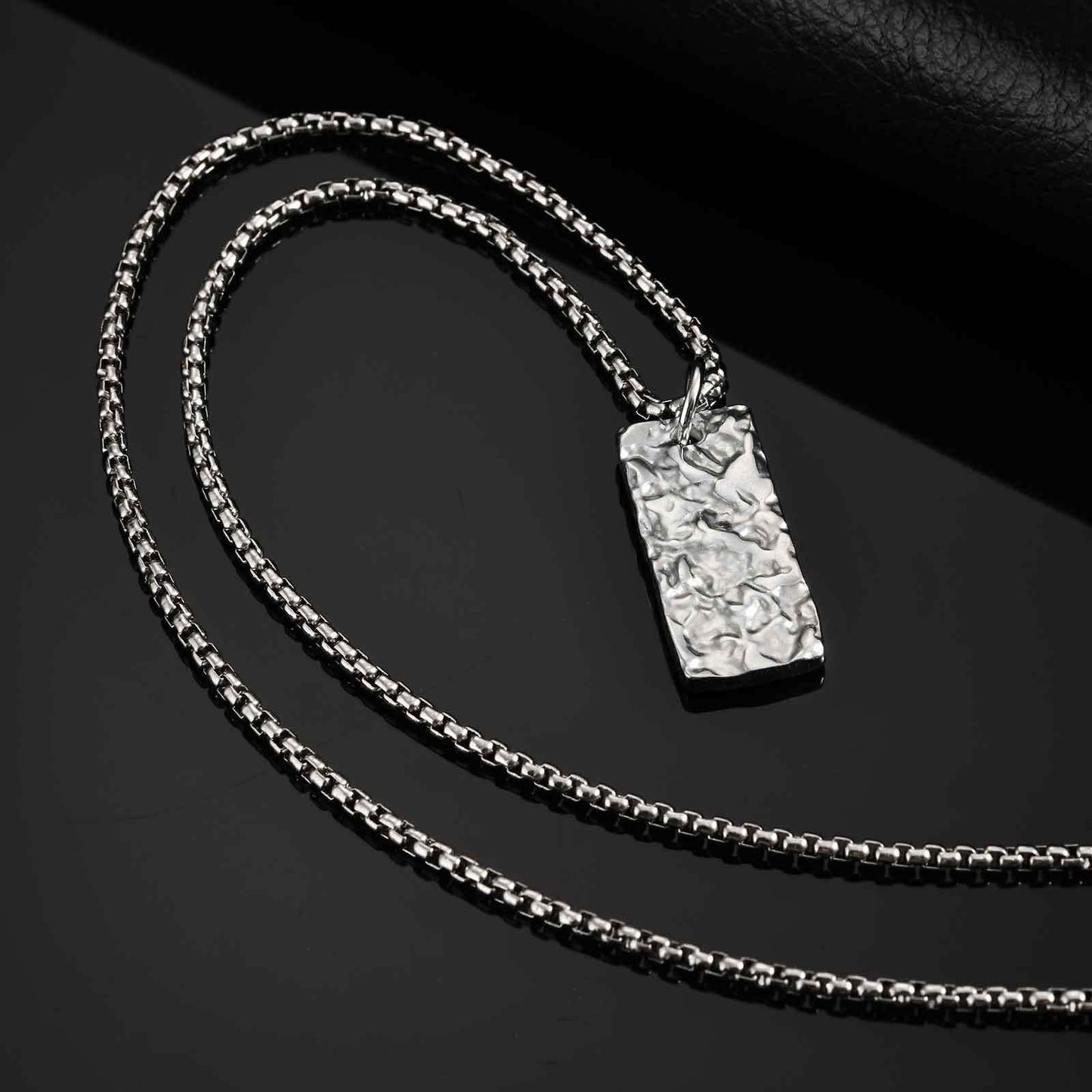 Kemstone Textured Rectangle Pendant Necklace for Men PN-2194