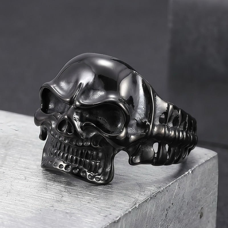 Kemston Titanium Steel 3D Skull Cuff Bracelet for Men Gothic Biker KB36415-D
