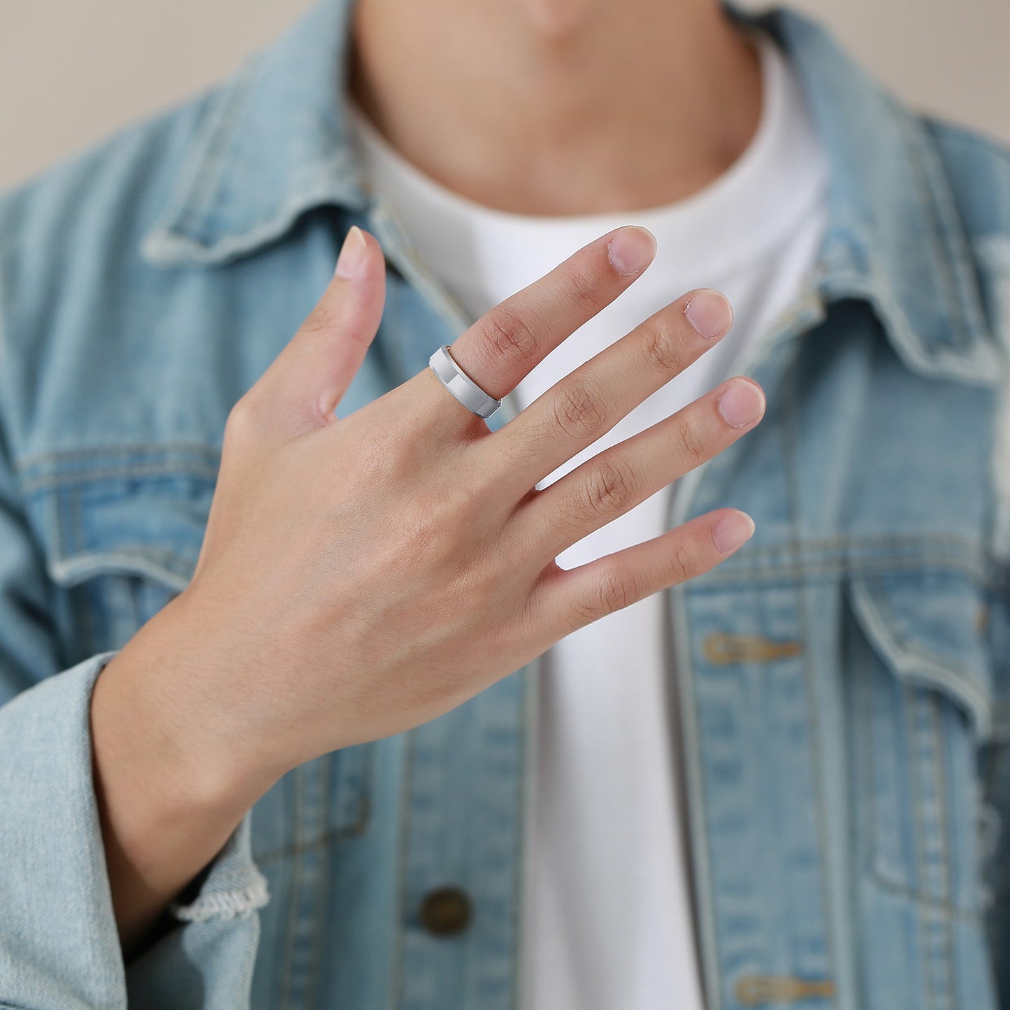 Kemstone Tungsten Carbide Ring for Men – Faceted Edge Gold Tone TCR-013