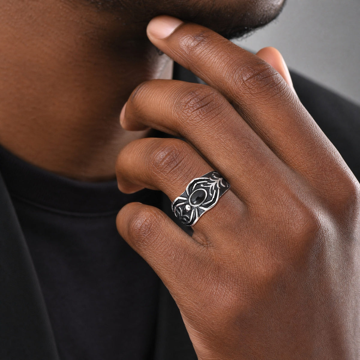 Kemstone Stainless Steel Wing Spider Ring for Men Punk RC-1188