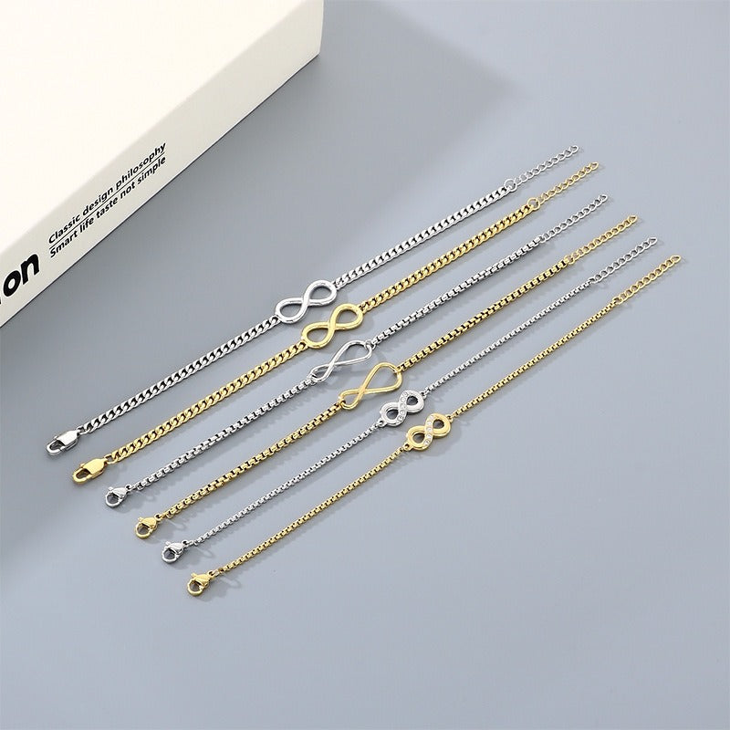 Kemstone Stainless Steel Infinity Symbol Bracelet for Men & Women Minimalist Chain KB211227-KFC