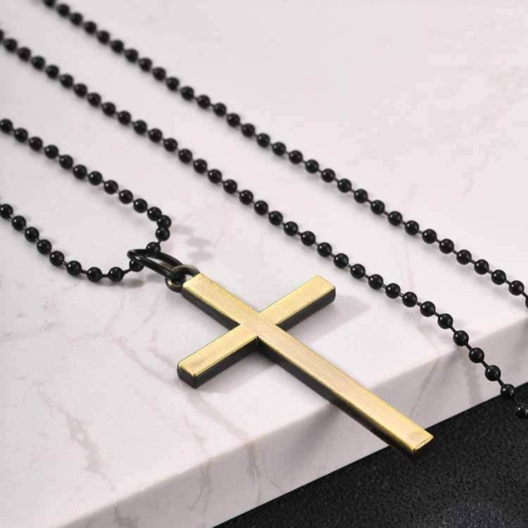 Kemston Cross Pendant Necklace for Men Alloy Long Chain Hip Hop Style NC-3028