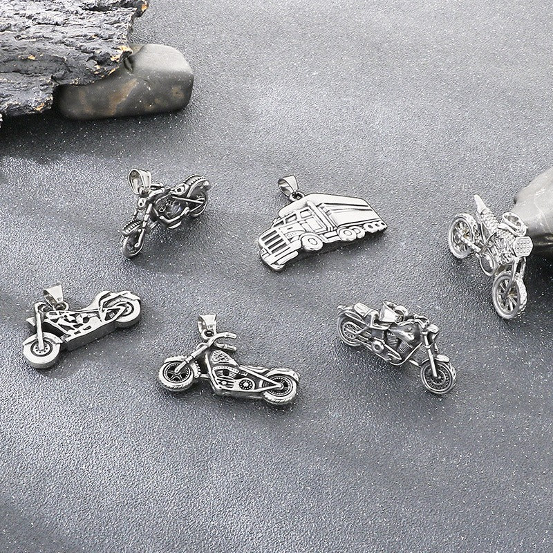 Kemstone Motorcycle Pendant Necklace for Men Stainless Steel Bike & Truck Charm Street Style KP117059-LU