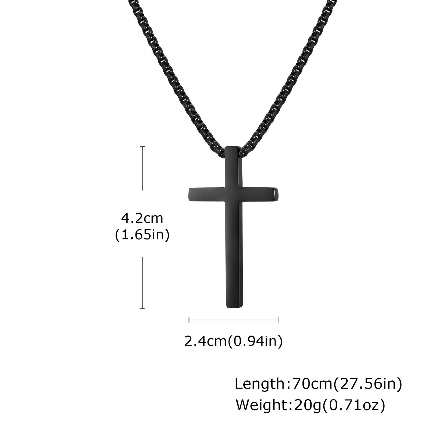 Kemstone Cross Pendant Necklace Stainless Steel Minimal Bar Cross Long Chain for Men Women Silver Gold Black NC-2103