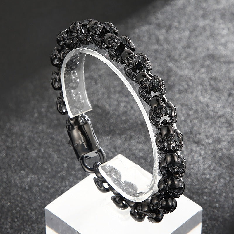 Kemstone Men’s Gold Skull Chain Bracelet – Stainless Steel Gothic Biker Jewelry KB81843-BD