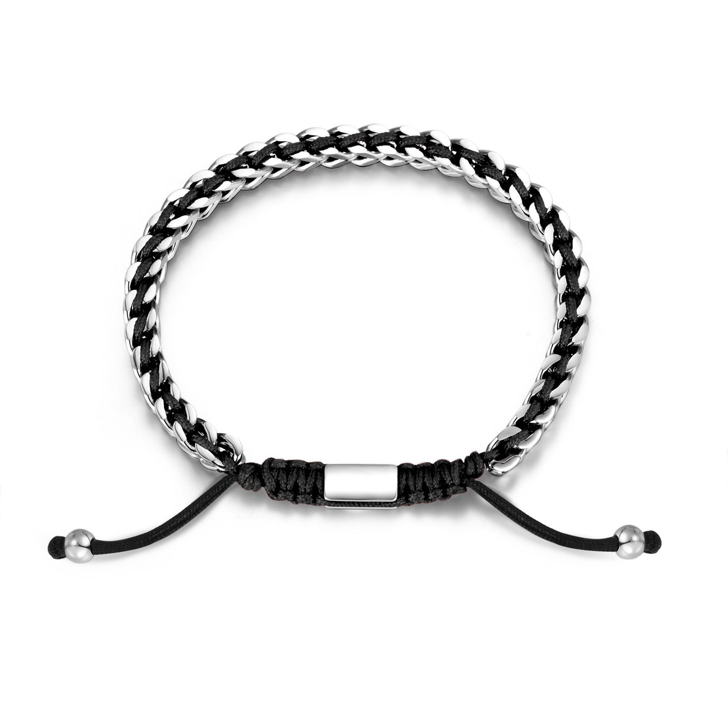 Kemston Stainless Steel Dragon Chain Bracelet for Men Braided Cord Adjustable Style BR-2351