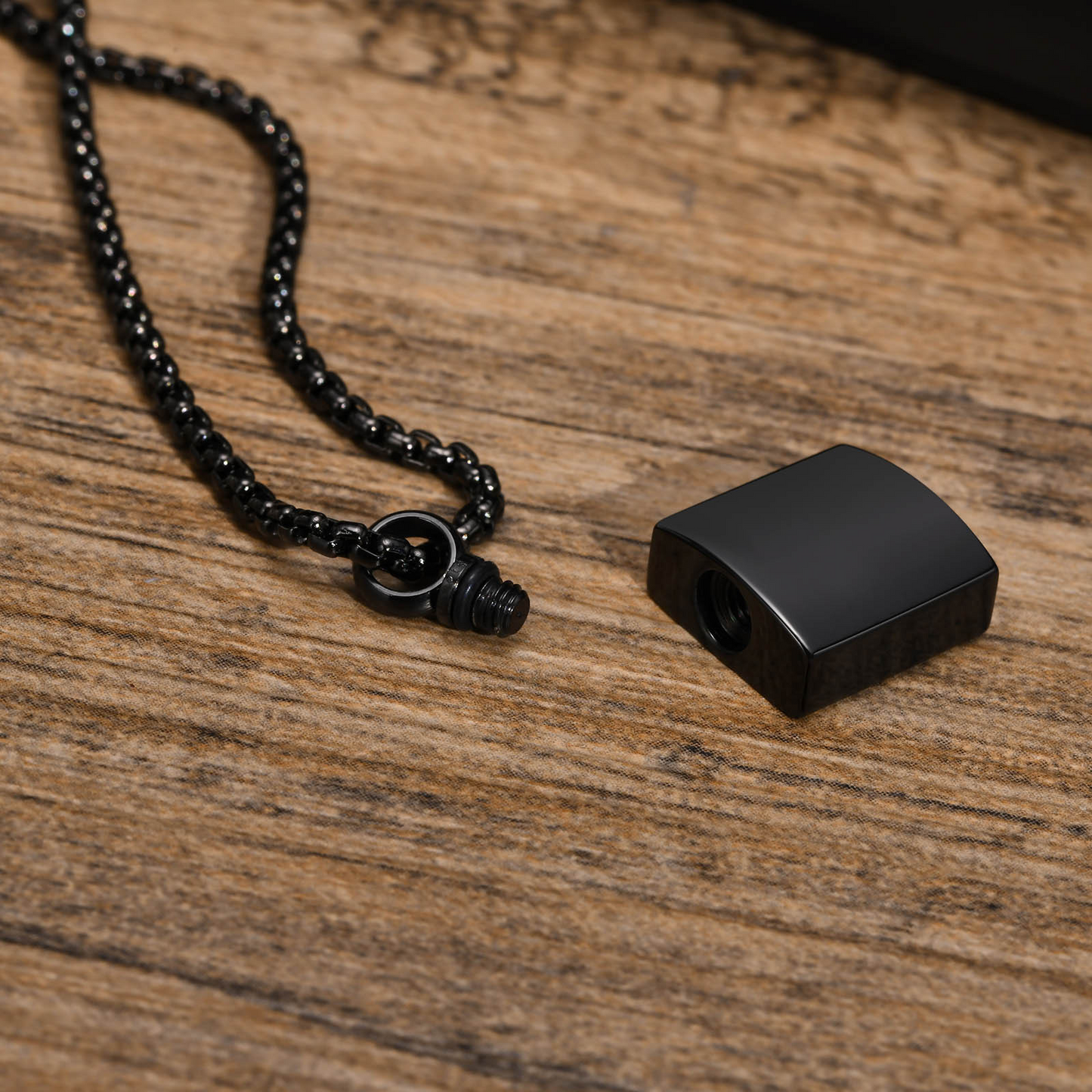 Kemstone Square Keepsake Pendant Necklace for Men Women Stainless Steel Minimalist Locket PN-1871