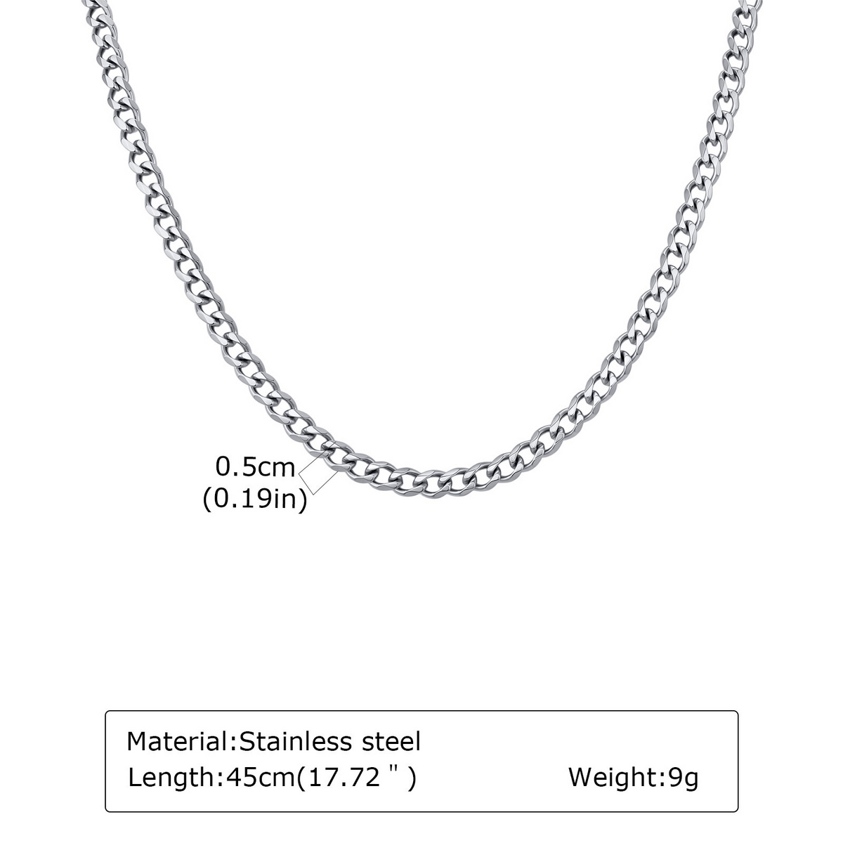 Kemstone Stainless Steel Faceted Curb Chain Necklace for Men NC-2607