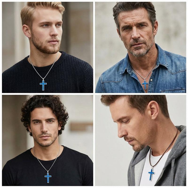 Kemstone Rotating Cross Pendant Necklace for Men Titanium Steel Two Tone KP118323-ZLA