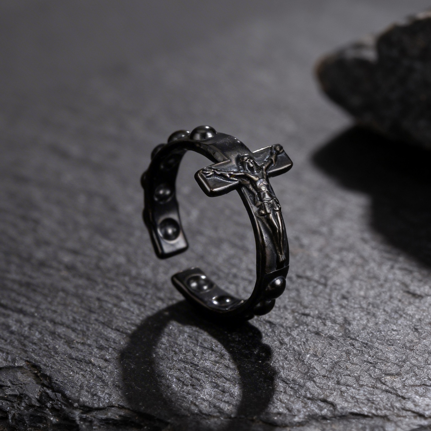 Kemstone Stainless Steel Cross Open Ring for Men Vintage RC-1073