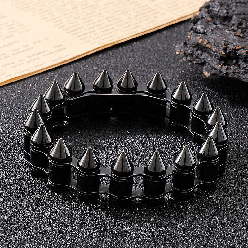 Kemstone Bullet Spike Bracelet – Stainless Steel Rugged Biker Men’s Jewelry KB149758