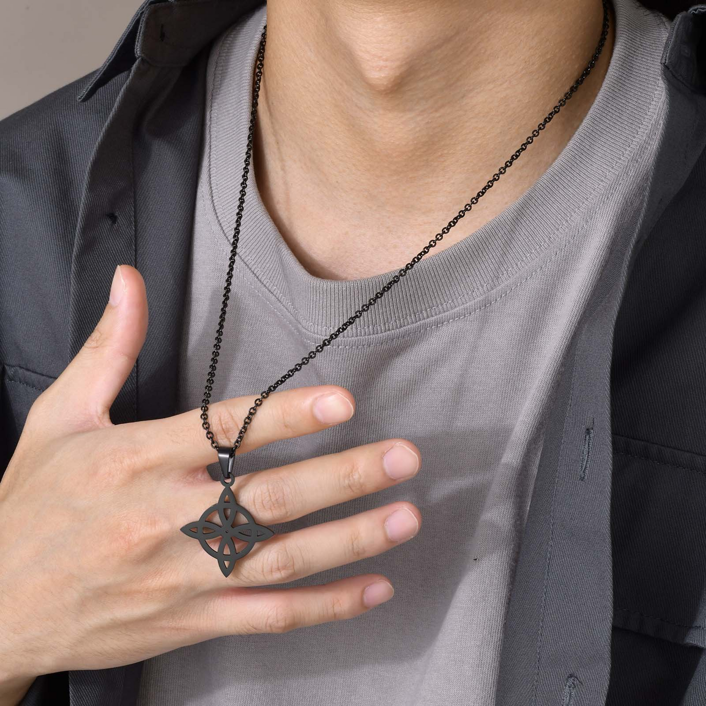 Kemstone Stainless Steel Celtic Knot Pendant Necklace for Men PN-1711