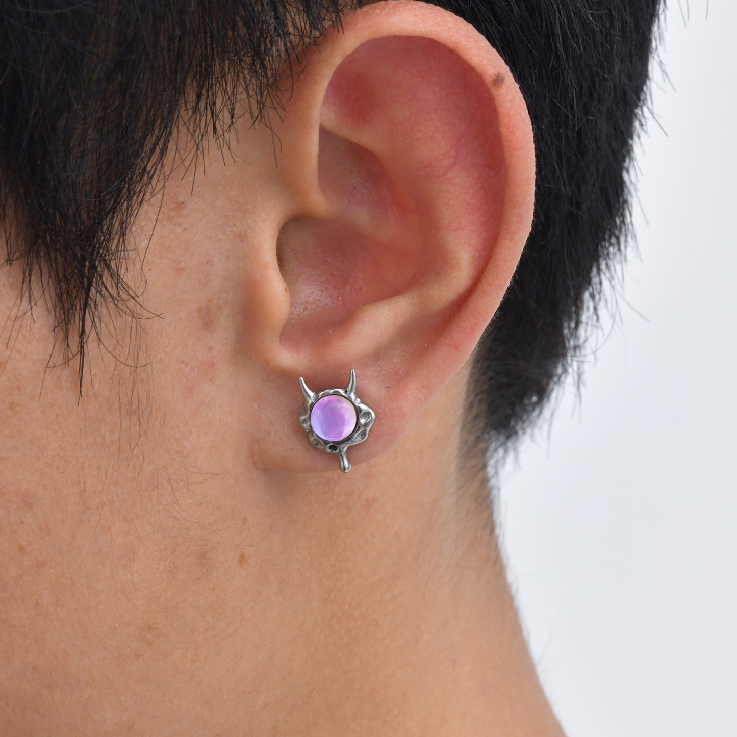 Kemstone Fantasy Imp & Star Stud Earrings – Stainless Steel Acrylic Detail ES-707