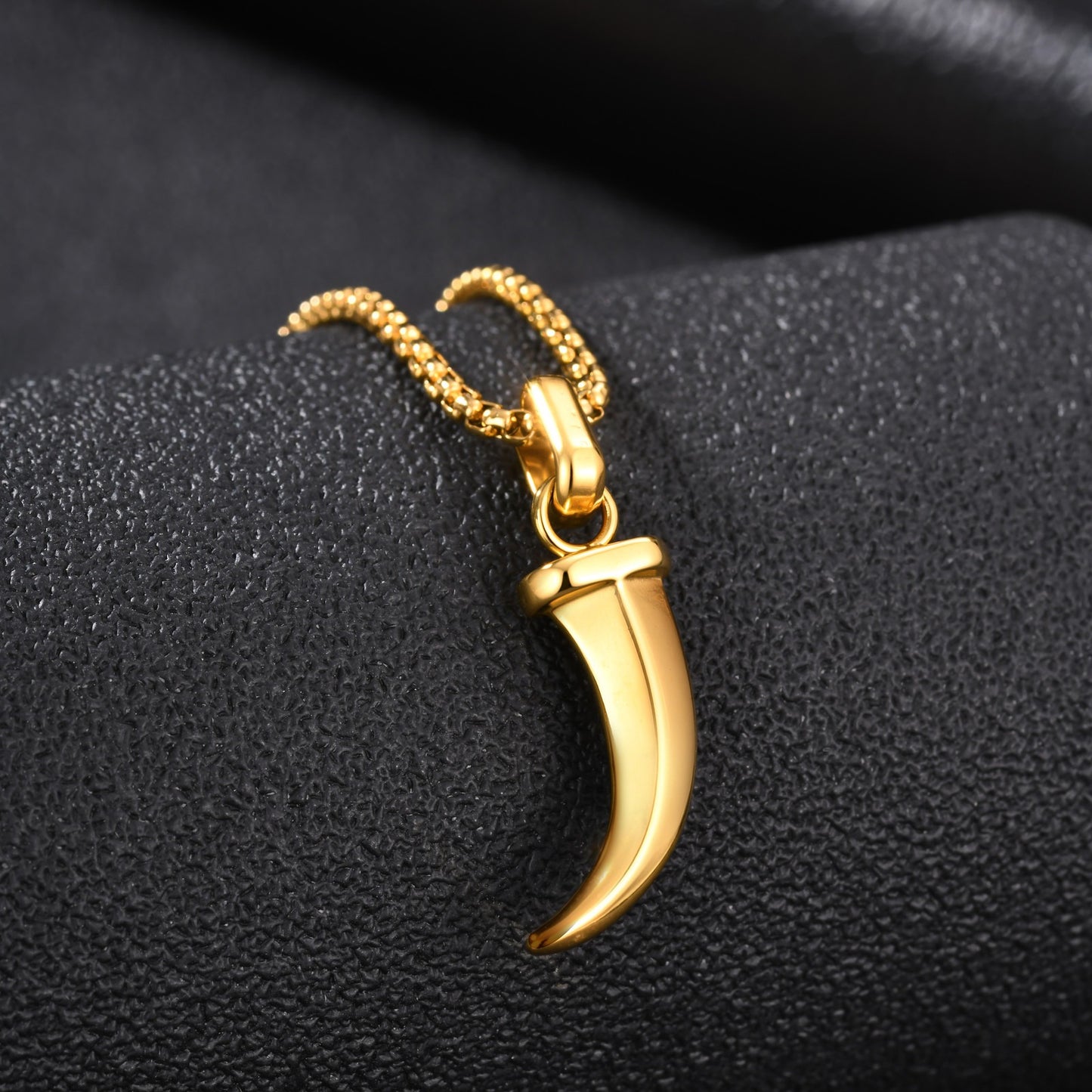 Kemstone Stainless Steel Horn Pendant Necklace for Men Punk Vintage Style PN2451