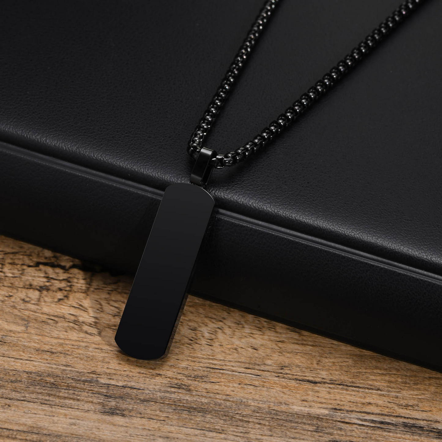 Kemstone Stainless Steel Rectangular Bar Pendant Necklace for Men PN-1874