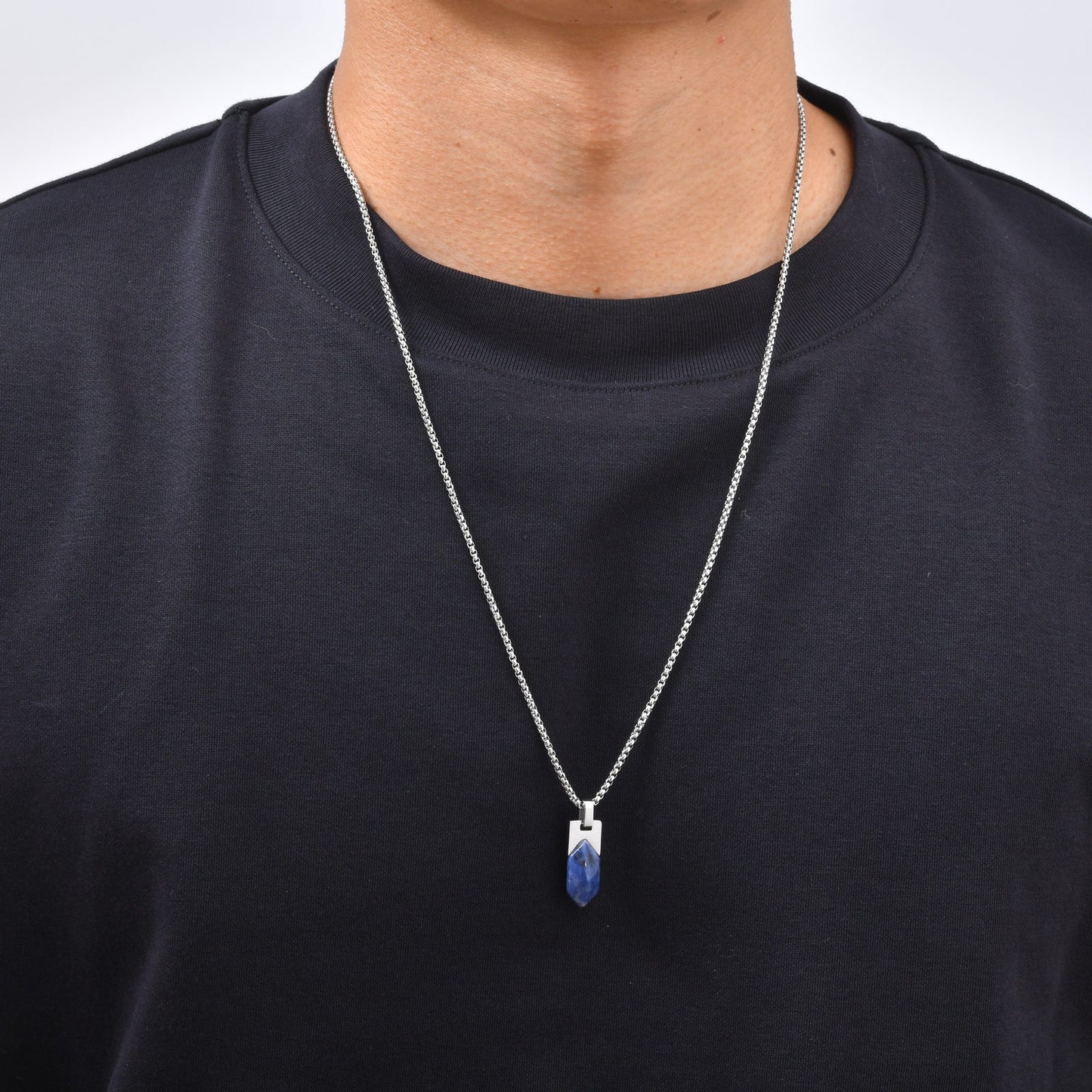 Kemstone Geometric Tiger Eye Pendant Necklace for Men Stainless Steel PN-2439