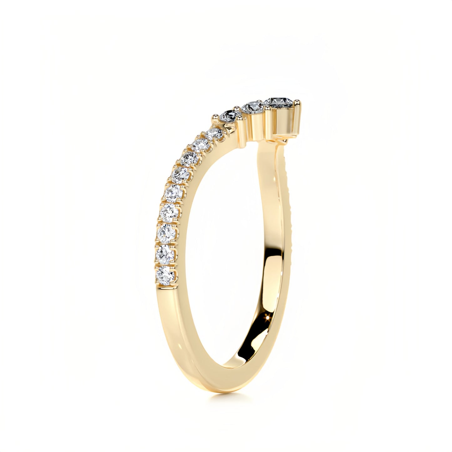 Kemstone S925 Gold D–E VVS Curved Moissanite Rings Wedding Band