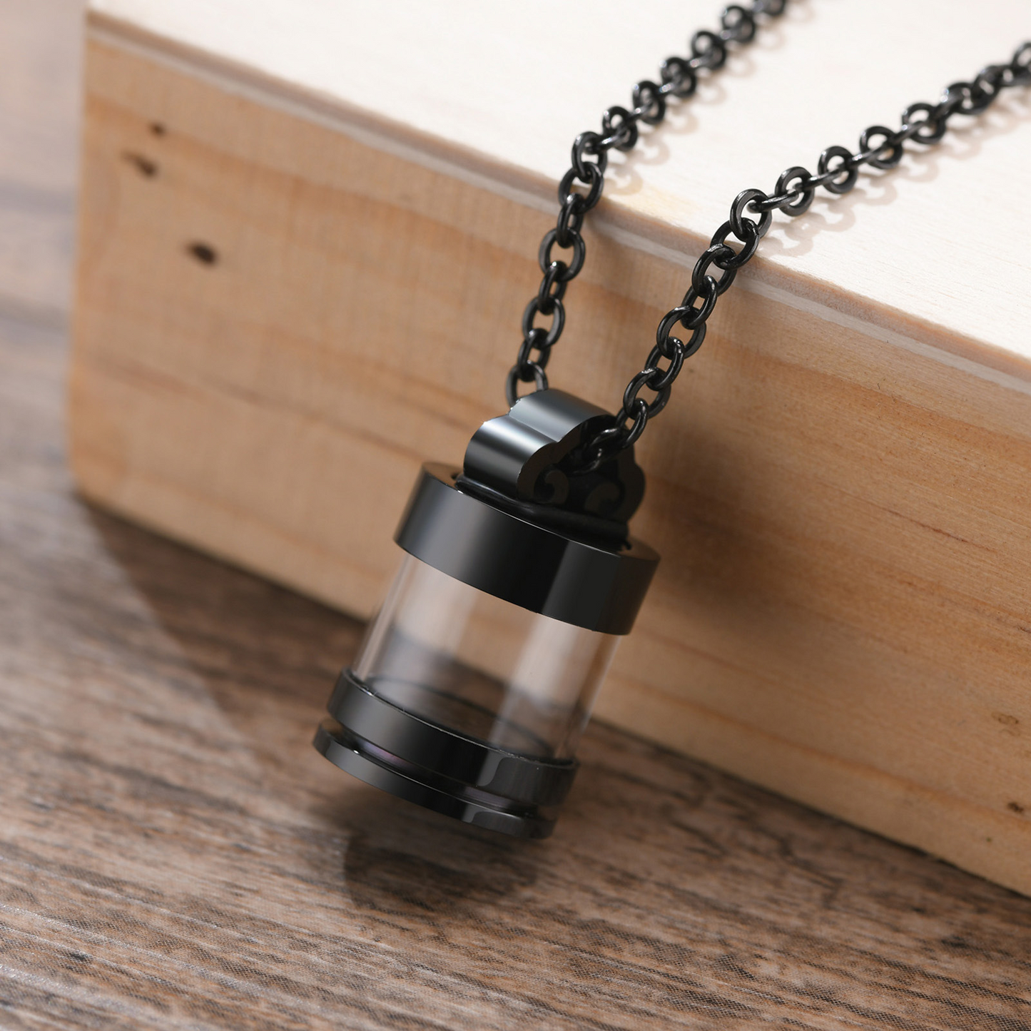 Kemstone Stainless Steel Keepsake Pendant Necklace for Men Women Glass Capsule PN-1537