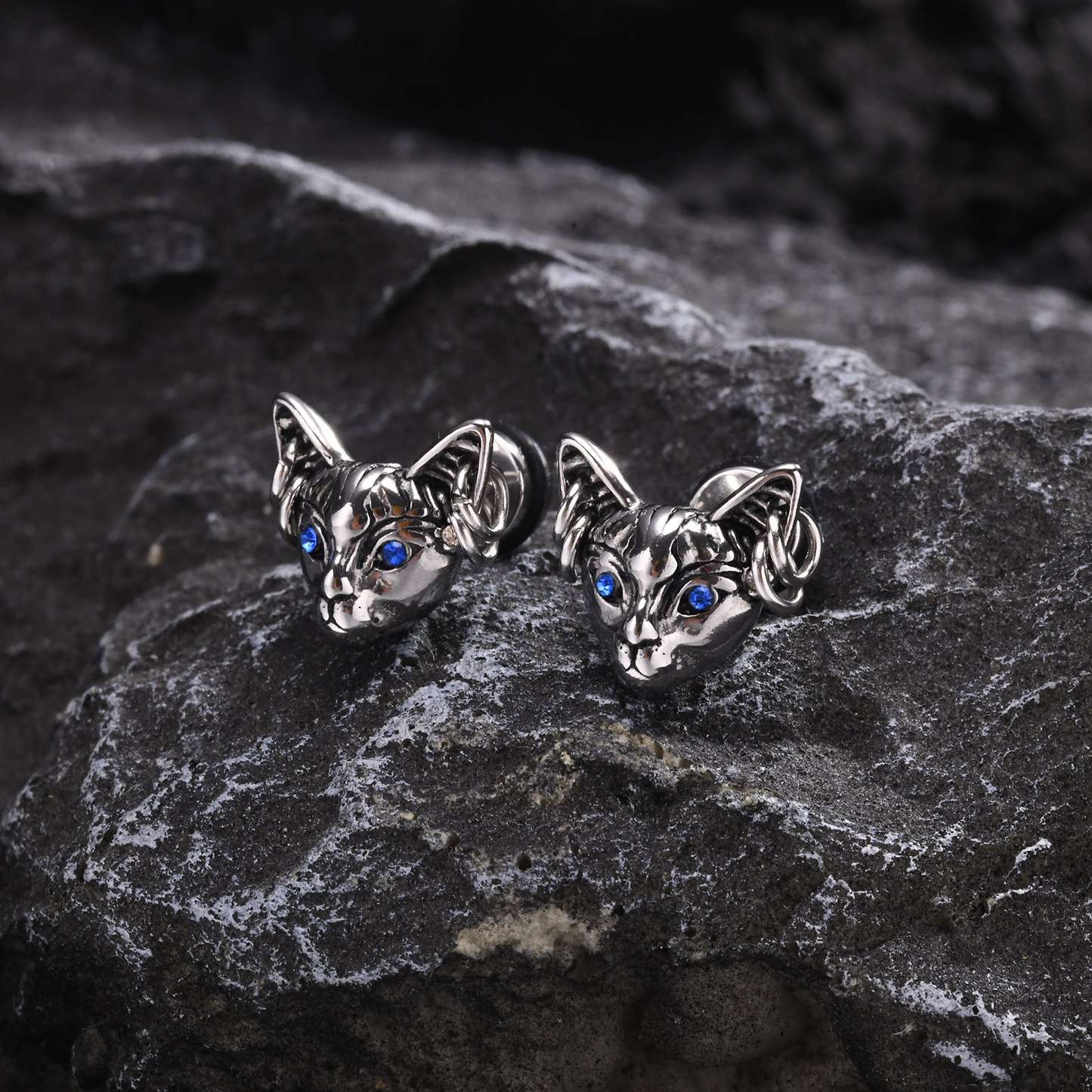 Kemstone Stainless Steel Gothic Stud Earring – Cross Cat Spider Symbol ES-512