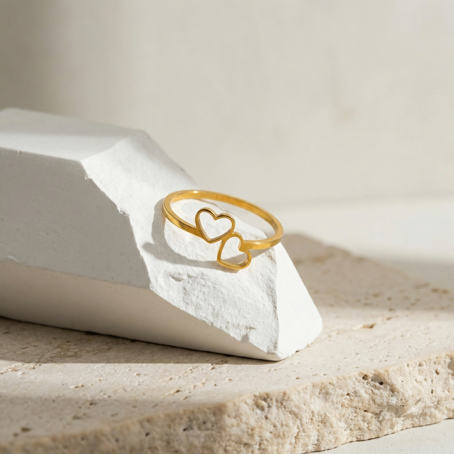 Kemstone Stainless Steel Heart-Shaped Couples Ring RC-1100