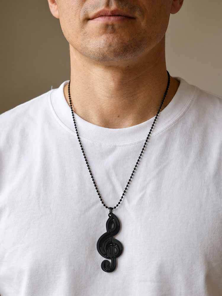 Kemstone Treble Clef Pendant Necklace for Men Colorful Music Note Charm NC-3023