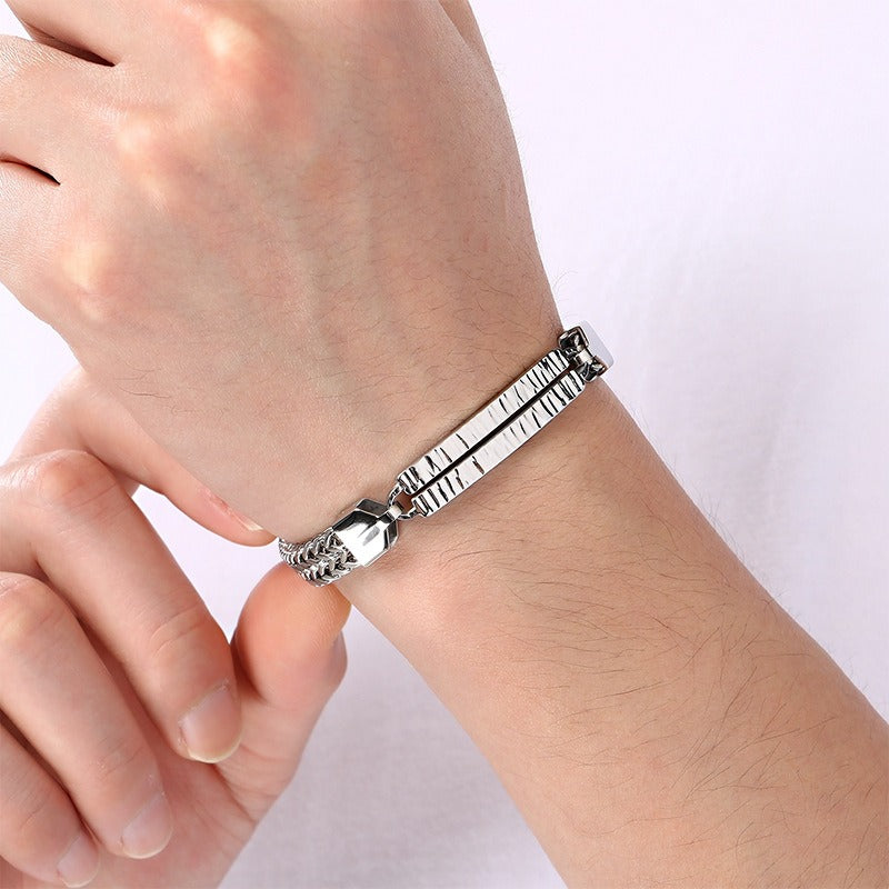 Kemstone Titanium Steel Dragonbone Chain Bracelet for Men – Vintage Bar Clasp Design K-B211234-KFC