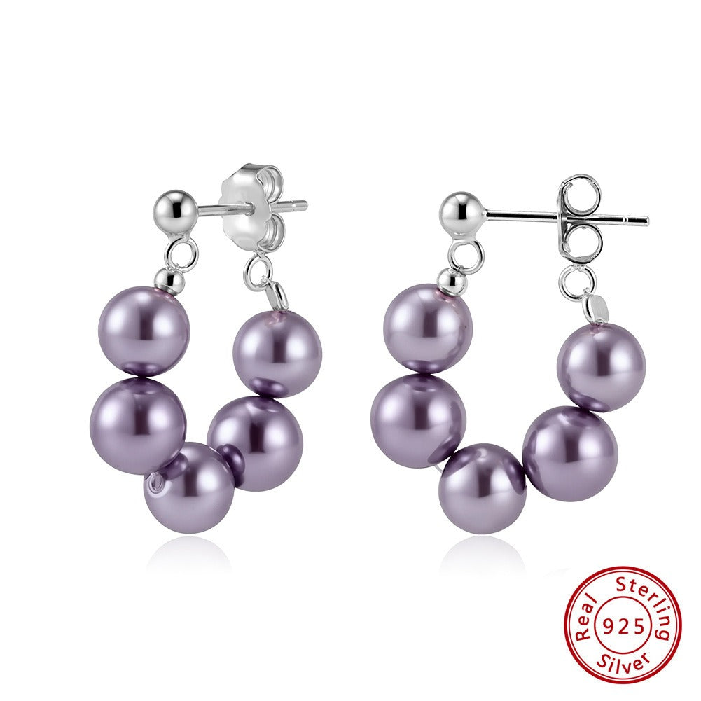 Kemstone Shell Pearl Drop Earrings for Women – 925 Sterling Silver PSE08